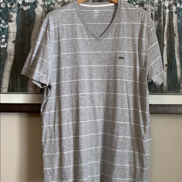 Lacoste Other - Lacoste Pima gray striped v-neck